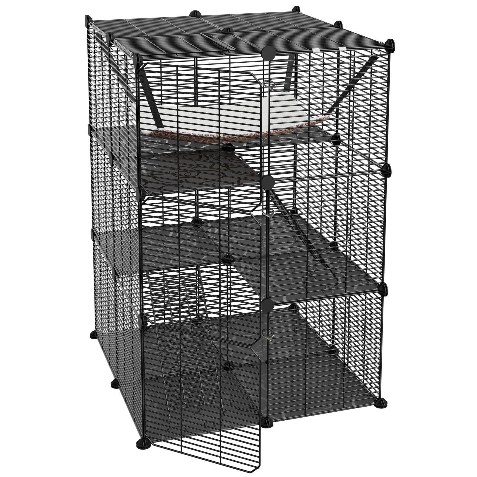 Large Cat Cage 3 Tier Indoor/Outdoor Cat Enclosure Pet Playpen with Hammock