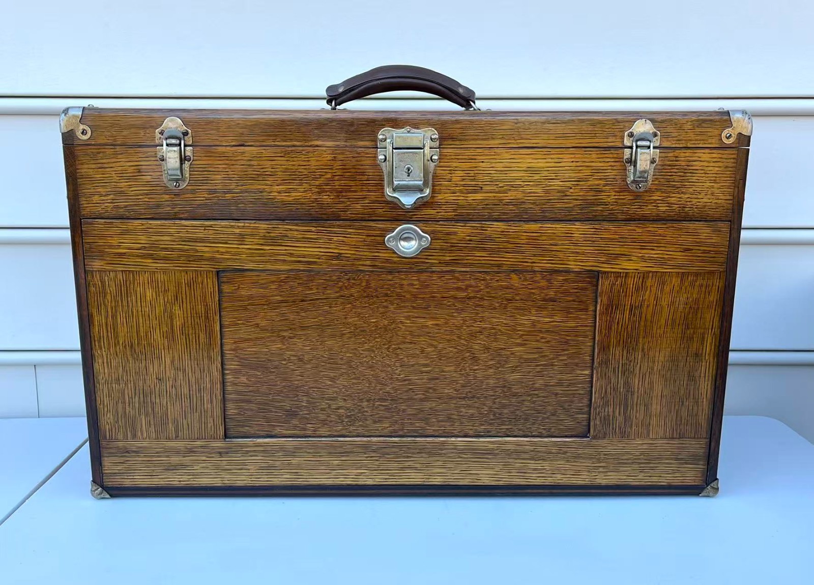 Vintage H. Gerstner & Son 11 Drawers Oak Wood Machinist Tool Chest Box Model 052