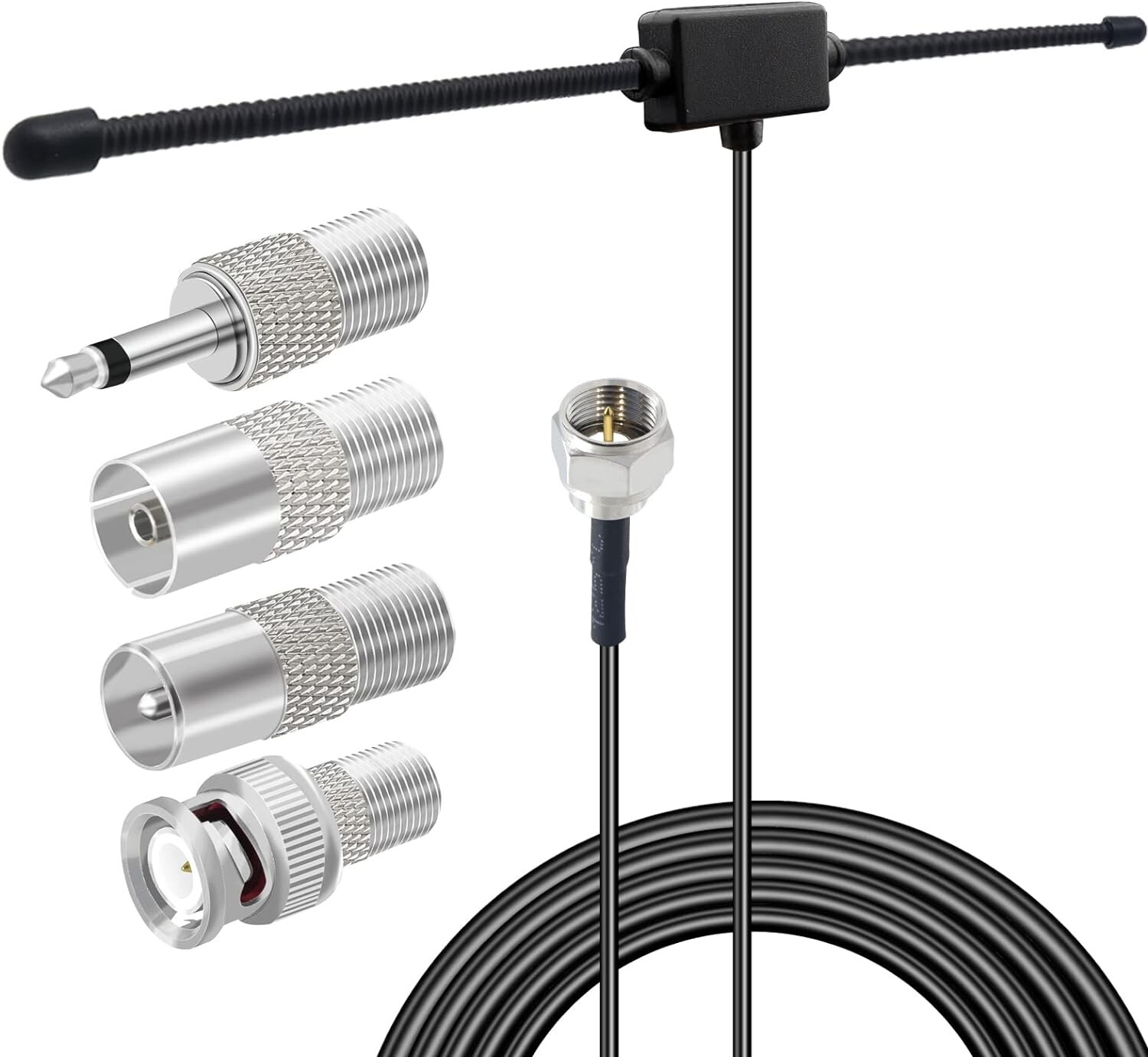 Indoor FM Radio Antenna With 4 Adapters, 75 Ohm for Home Stereo Receivers