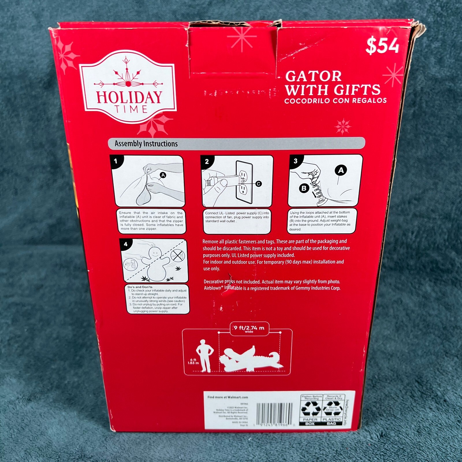 Florida Gator with Gifts Air blown Inflatable Christmas Yard Decor 9 feet New