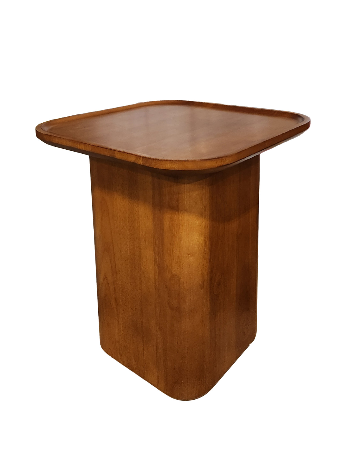 Thuma Wooden Pedestal Side Table – Modern Minimalist Design Walnut