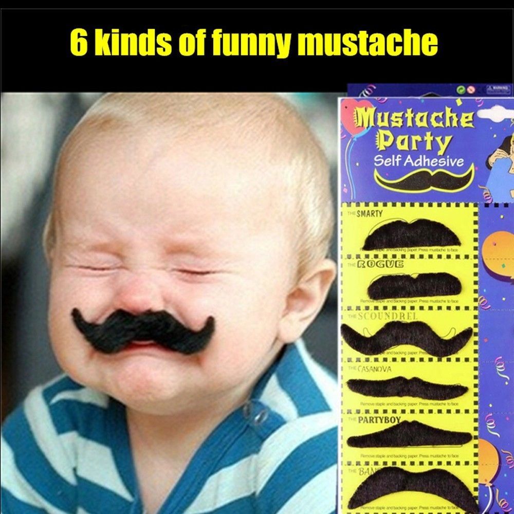 6pcs/set Stylish Costume Funny Party Fake Moustache Black - F/S NYS