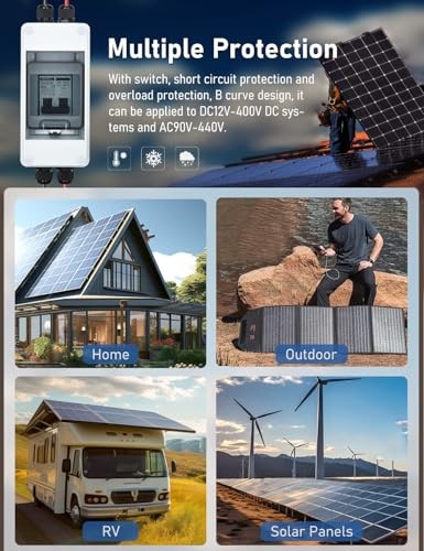 AC DC Circuit Breaker with IP65 Din Box for Solar Systems, 60 60 Amp UV-Proof