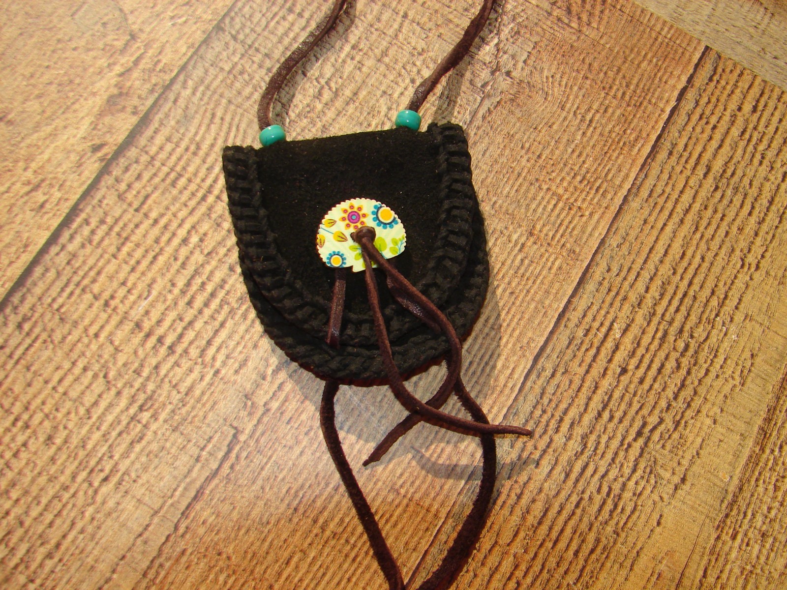 Native American Suede Buffalo Leather Medicine Bag, Shaman, Tribal Pouch, 3.5"