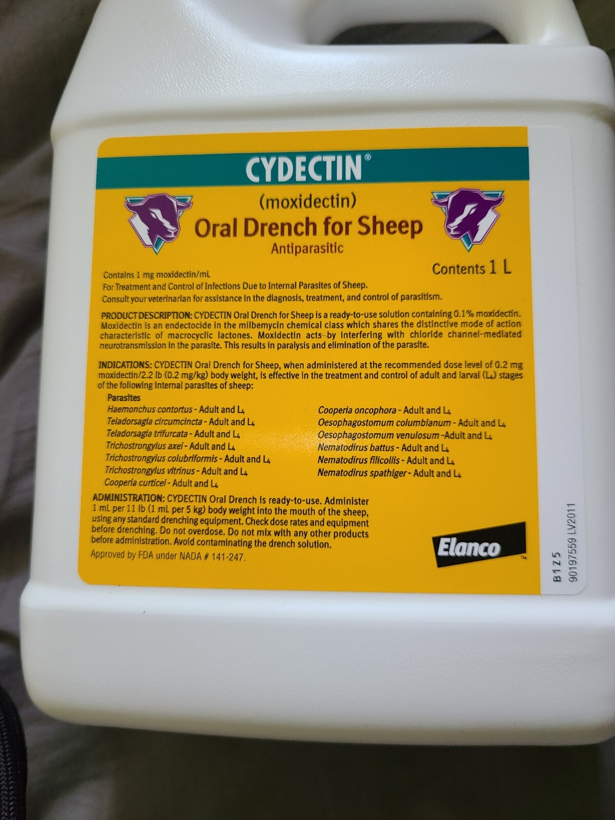 ELANCO Animal Health 22702540 Cydectin 0.1% Oral Drench ANTIPARASITIC - 1L