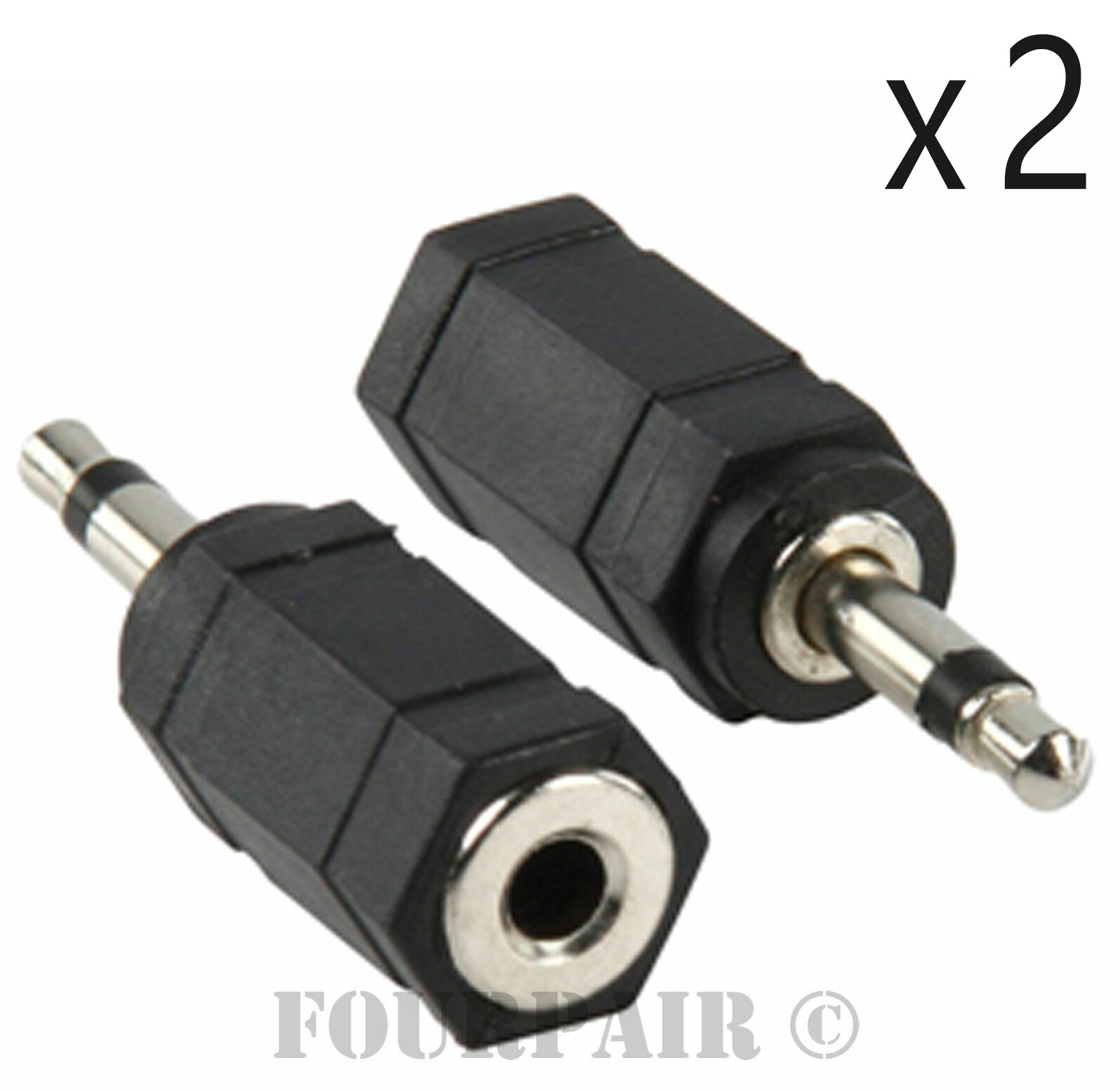 2 Pack Lot - 3.5mm Stereo Female Jack to Mono Male Plug Audio Converter Adapter