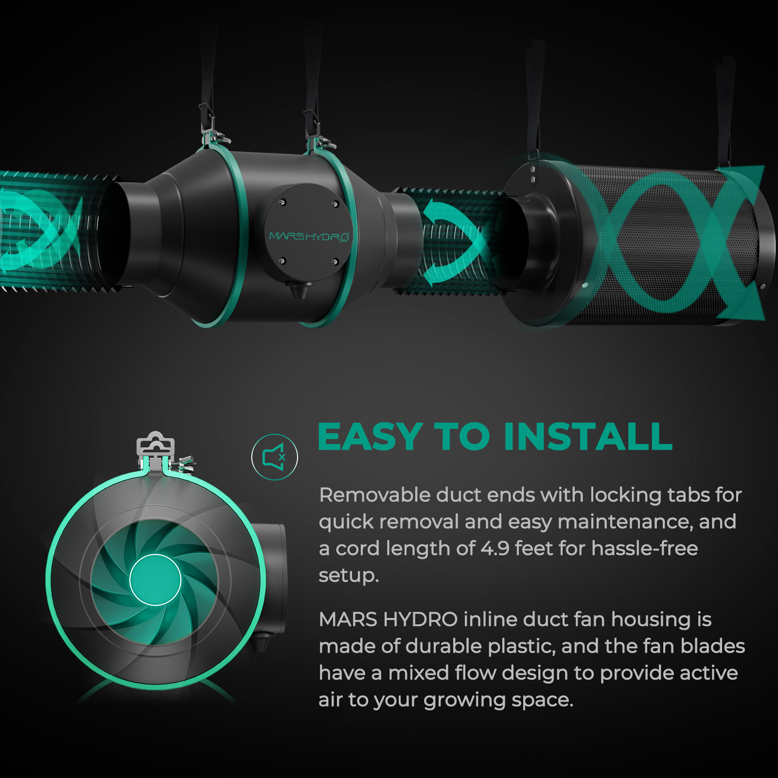 Mars Hydro 4" Inline Fan Ventilation Kit with Thermostat Controller