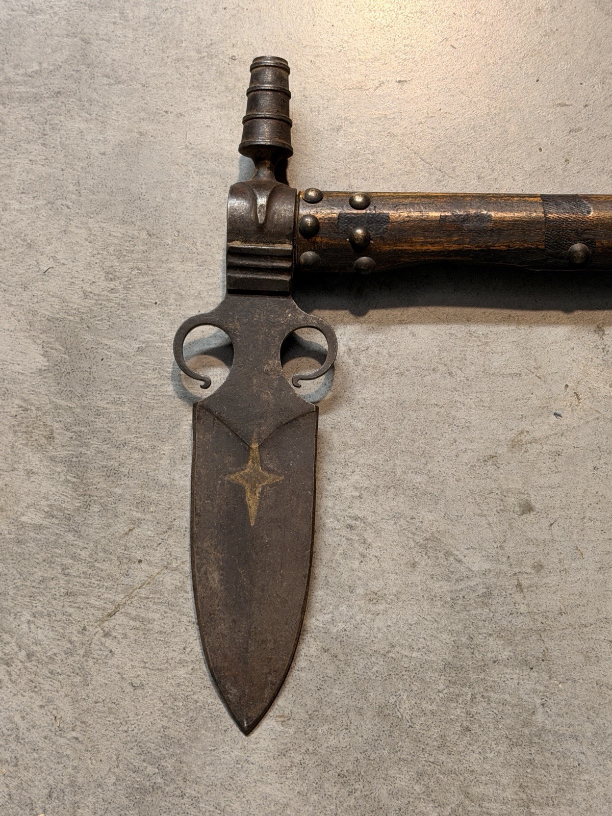 1800’s Plains Indian Pipe Tomahawk with Beaded Drop and Star Engraving