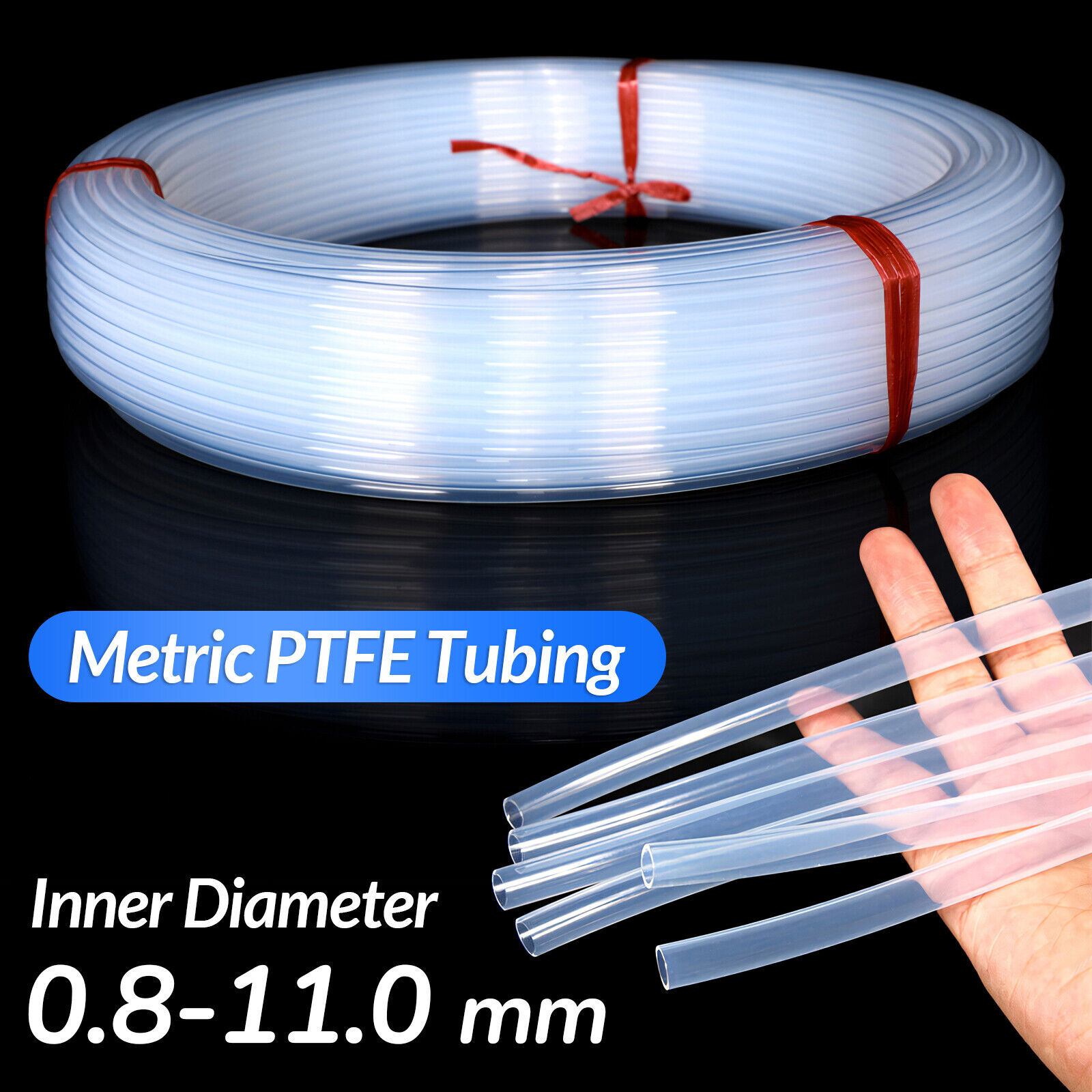 PTFE Tube Tubing Pipe High Temp Resistance Transparent ID 0.8-11 mm OD 1.6-14 mm