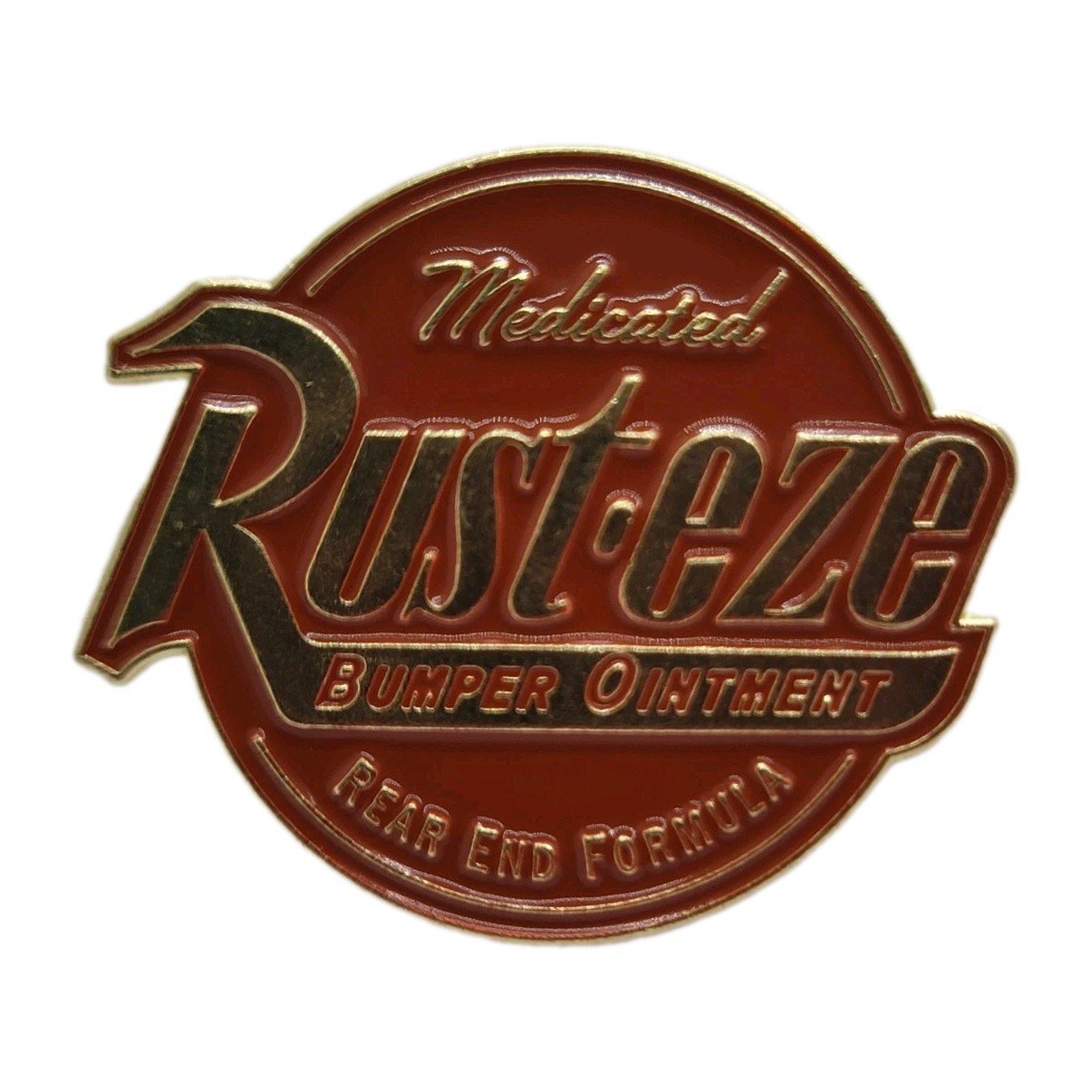 Rusteze Medicated Bumper Ointment Logo Round Enamel Pin – Rear End Formula Cars