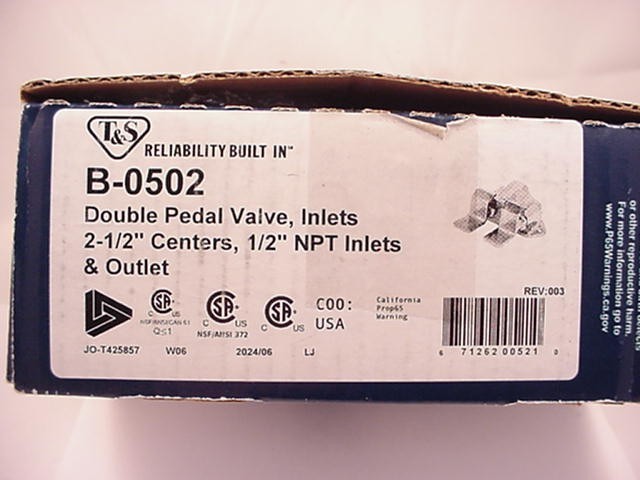 T & S B-0502 Double Pedal Valve Polished Ship Same Day