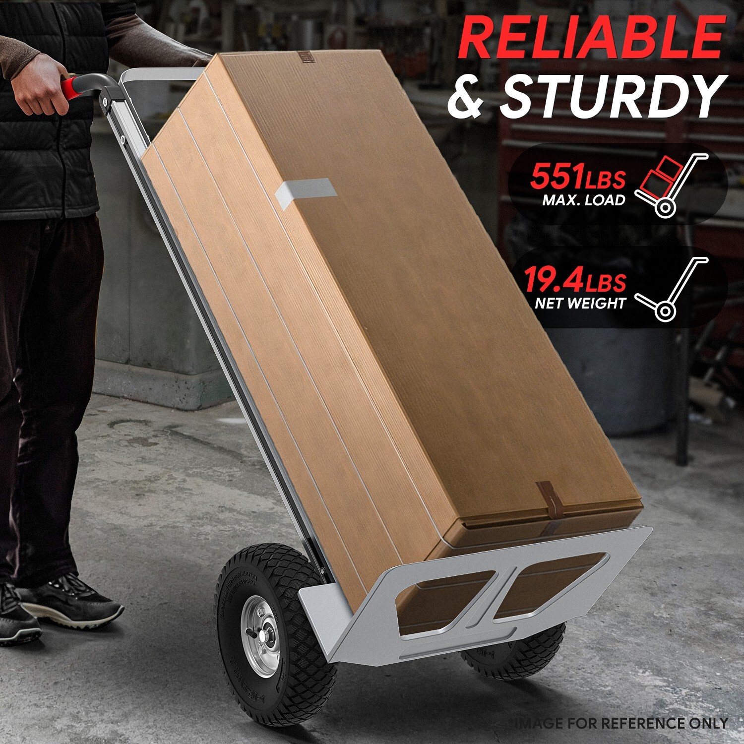 550 bs Heavy Duty Cart Dolly Trolley Push Hand Truck Moving w/ Pneumatic Wheels