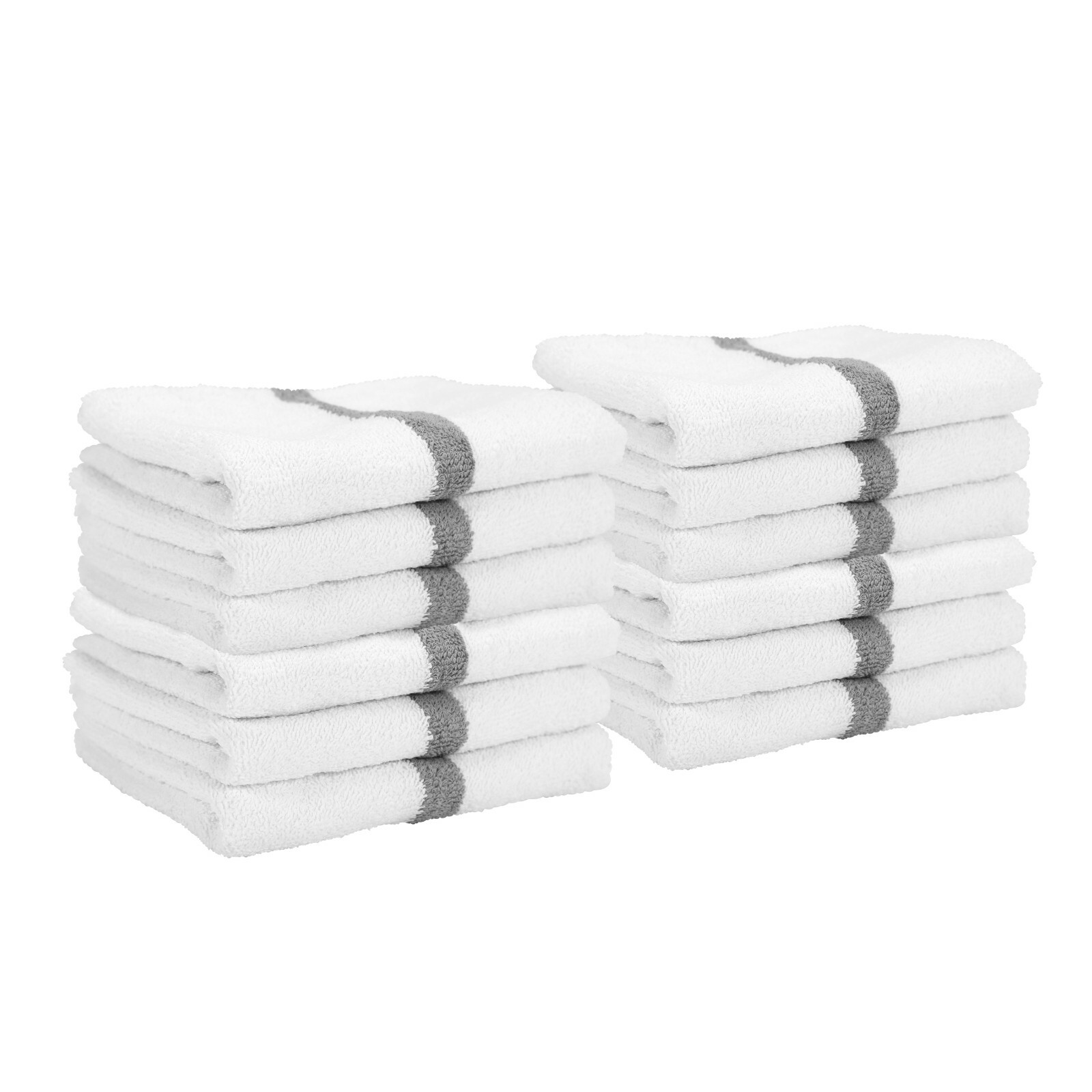 Gym Hand Towels 16x27 - Packs of 12 Absorbent Cotton Striped Workout Spa Towels