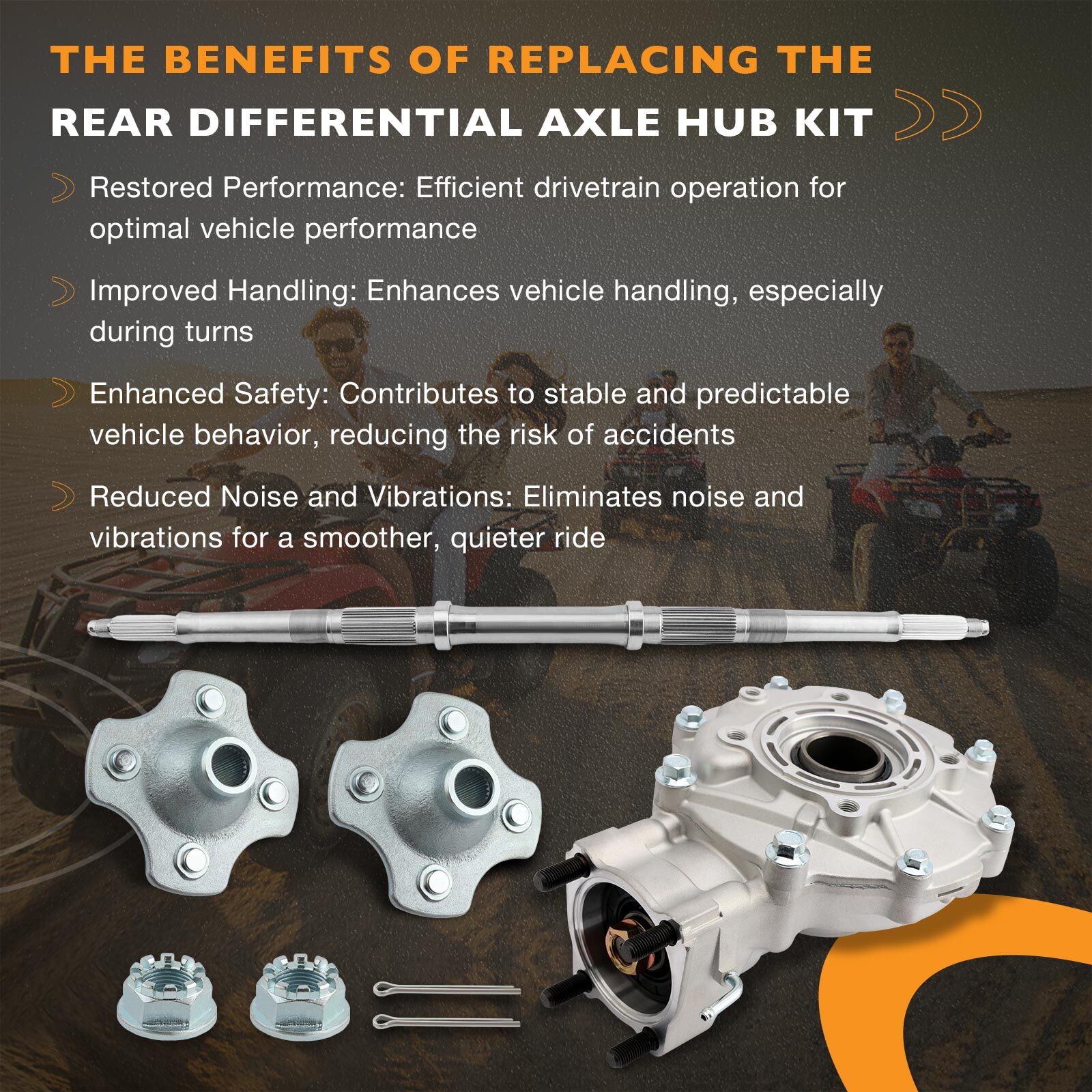 Rear Differential Assembly Axle Wheel Hub kit For 1988-00 Honda TRX300FW FourTra