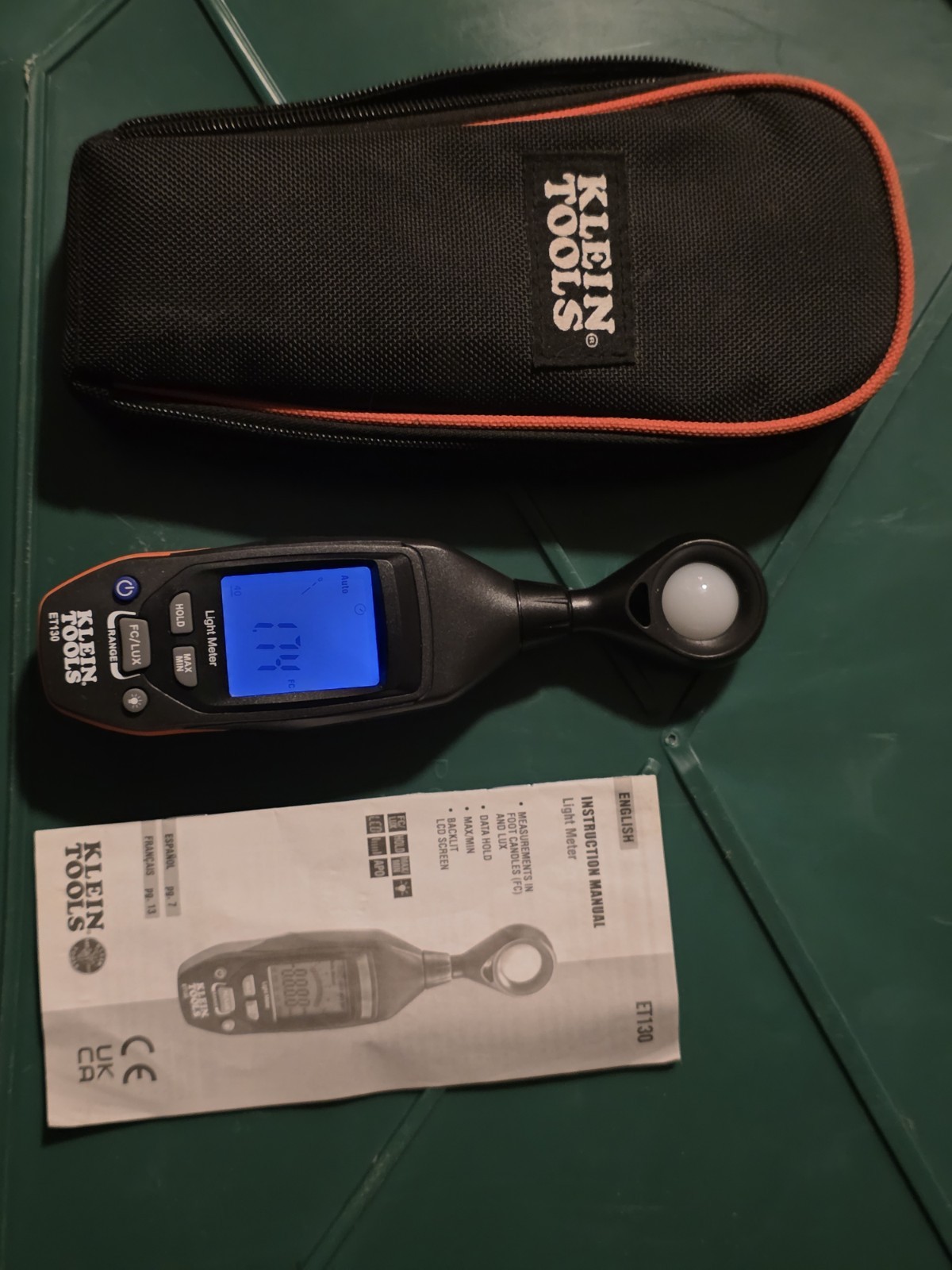 Klien Tools Et130 Light Meter with Case Made In USA