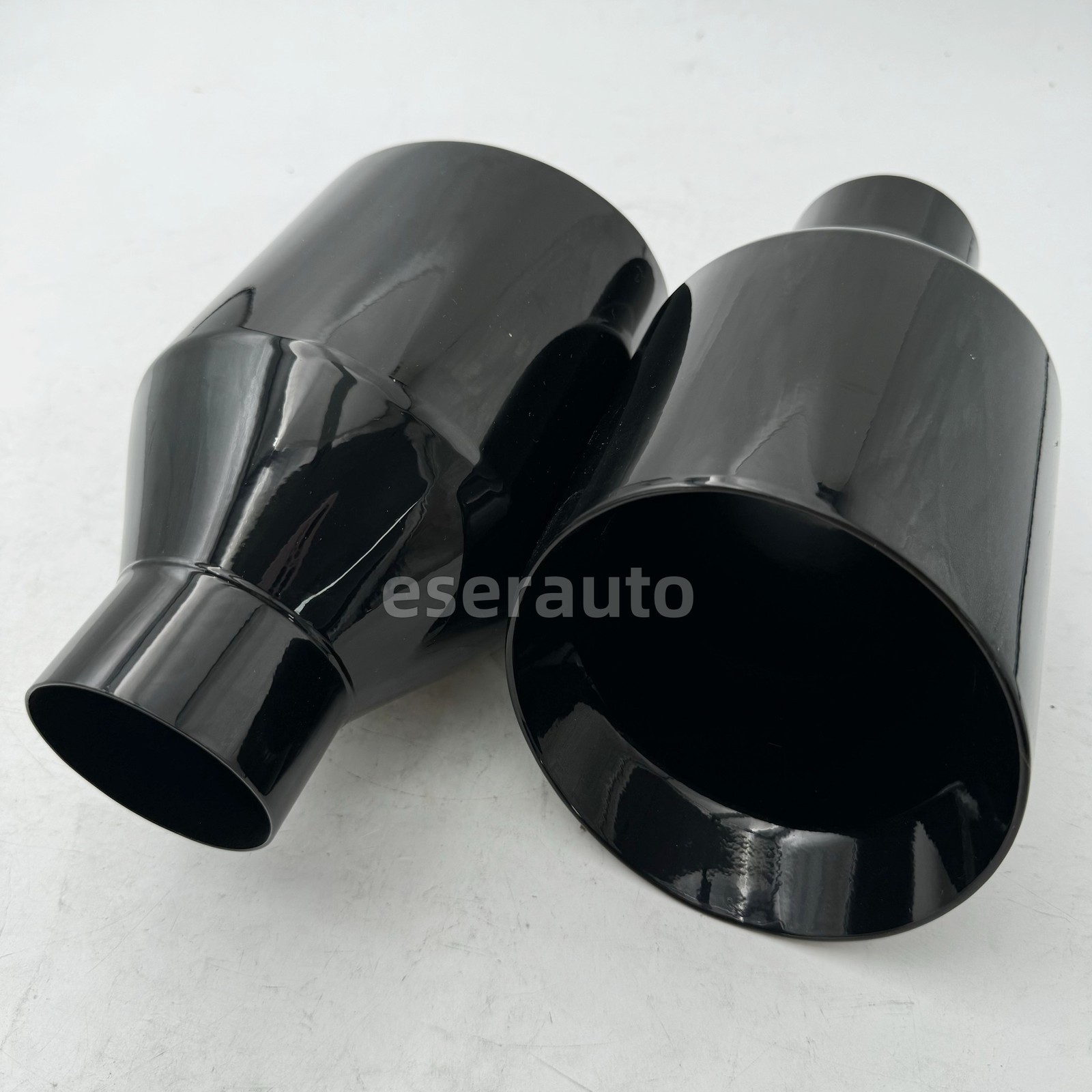 Pair Dodge RT SRT RAM 5″ Big Black Exhaust Tip 2.5″ Inlet Angle Cut Double Wall