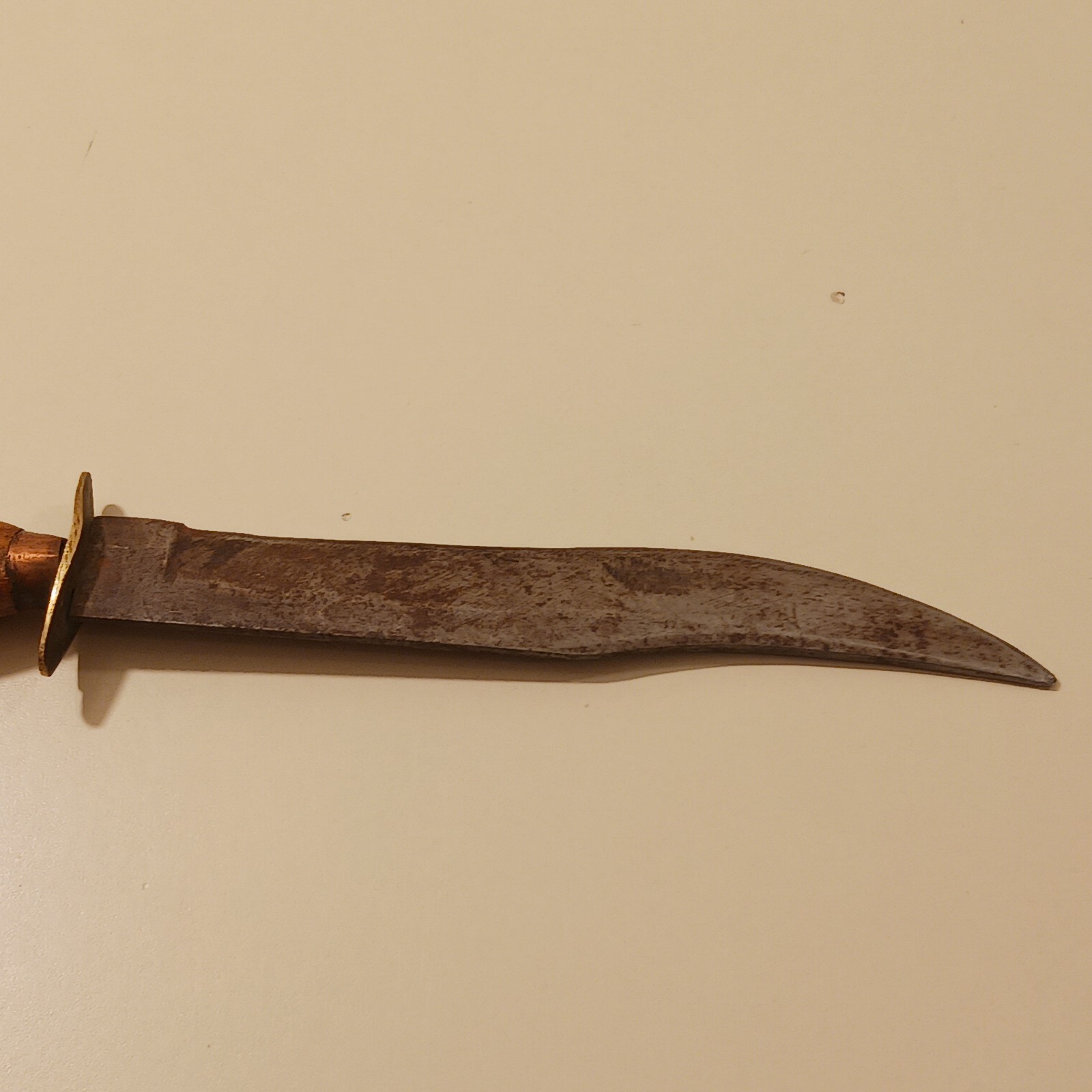 Vintage Bowie Knife Fixed Blade Hunting Survival Wood Handle Brass Bolster Gear