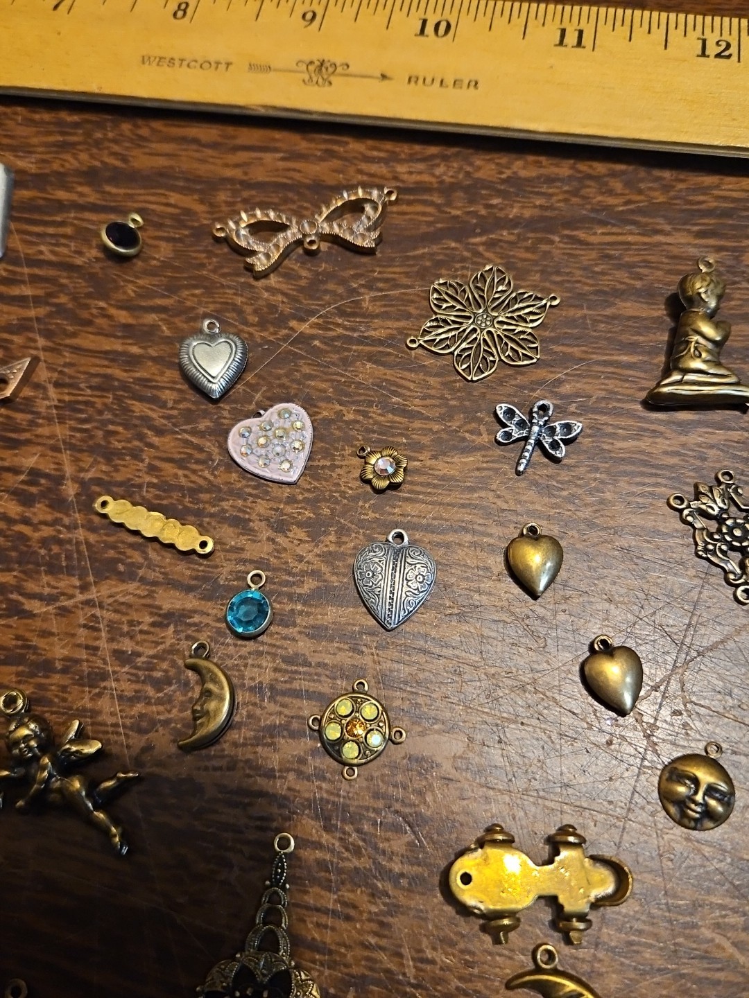 Lot Of 50 Mixed Parts Pcs France Vintage 60s Brass Stampings Findings Jewelry 10