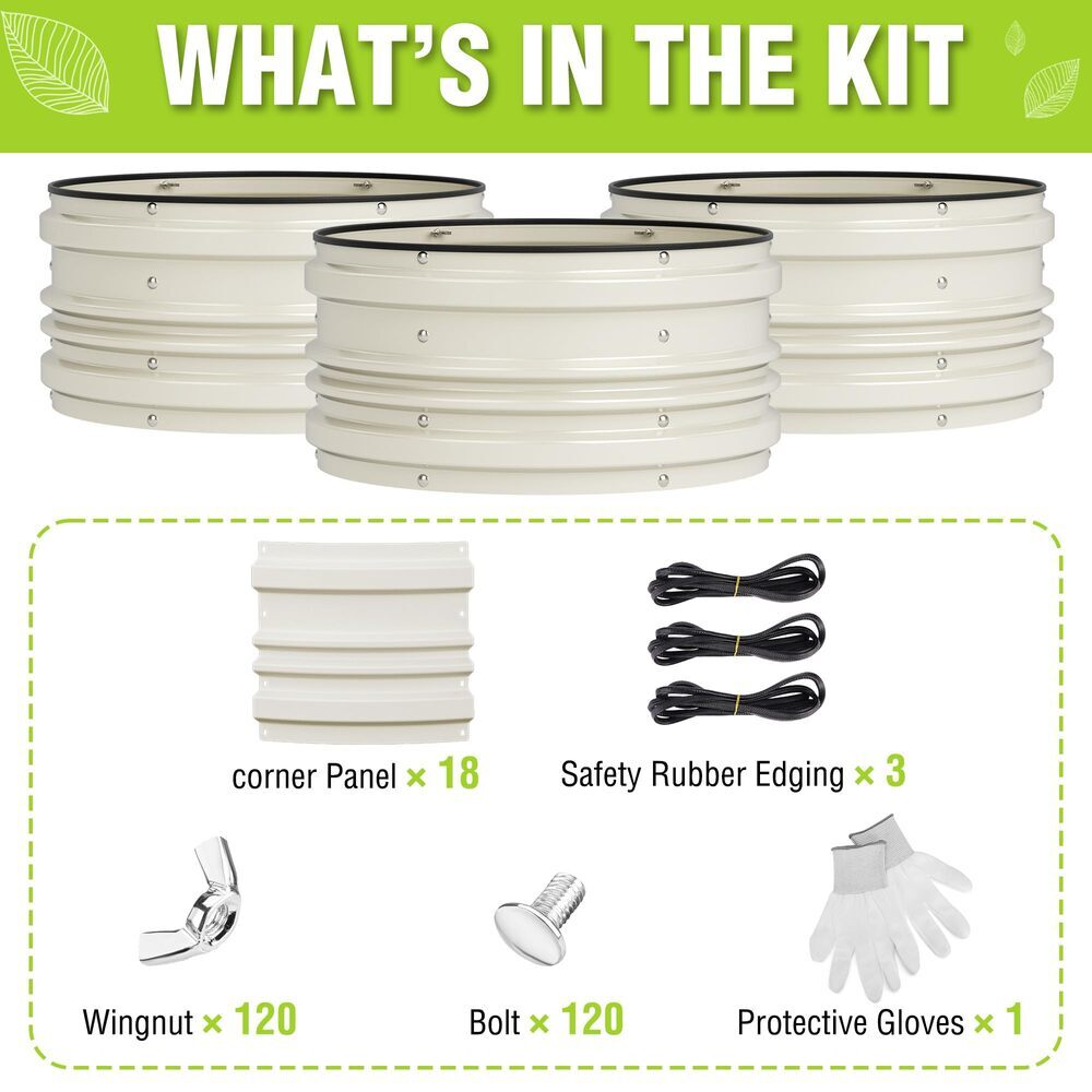 WORKPRO 3PC 2x2x1FT Galvanized Raised Garden Bed Set Rust & Corrosion Protection