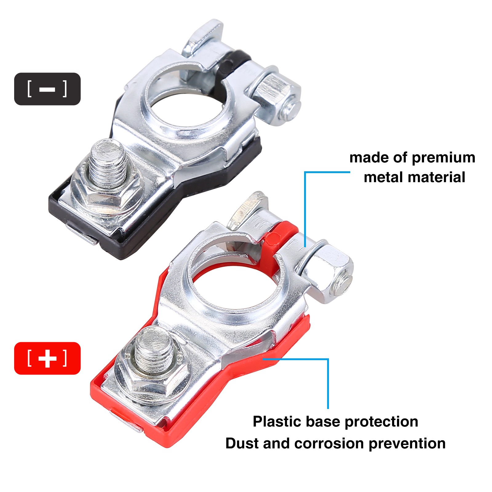 2PCS Car Battery Terminal Clamp Connectors Positive Negative Release Disconnect