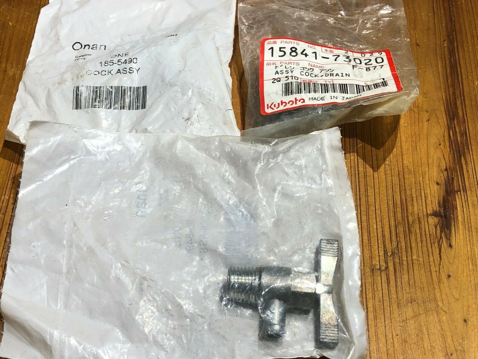 KUBOTA ONAN CUMMINS COCK ASSY DRAIN 15841-73020, 185-5490, 1584173020, 014790226