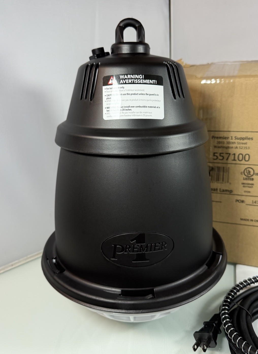 Premier 1 Prima Heat Lamp Model 557100 For Farm Livestock Animals, Black - NEW