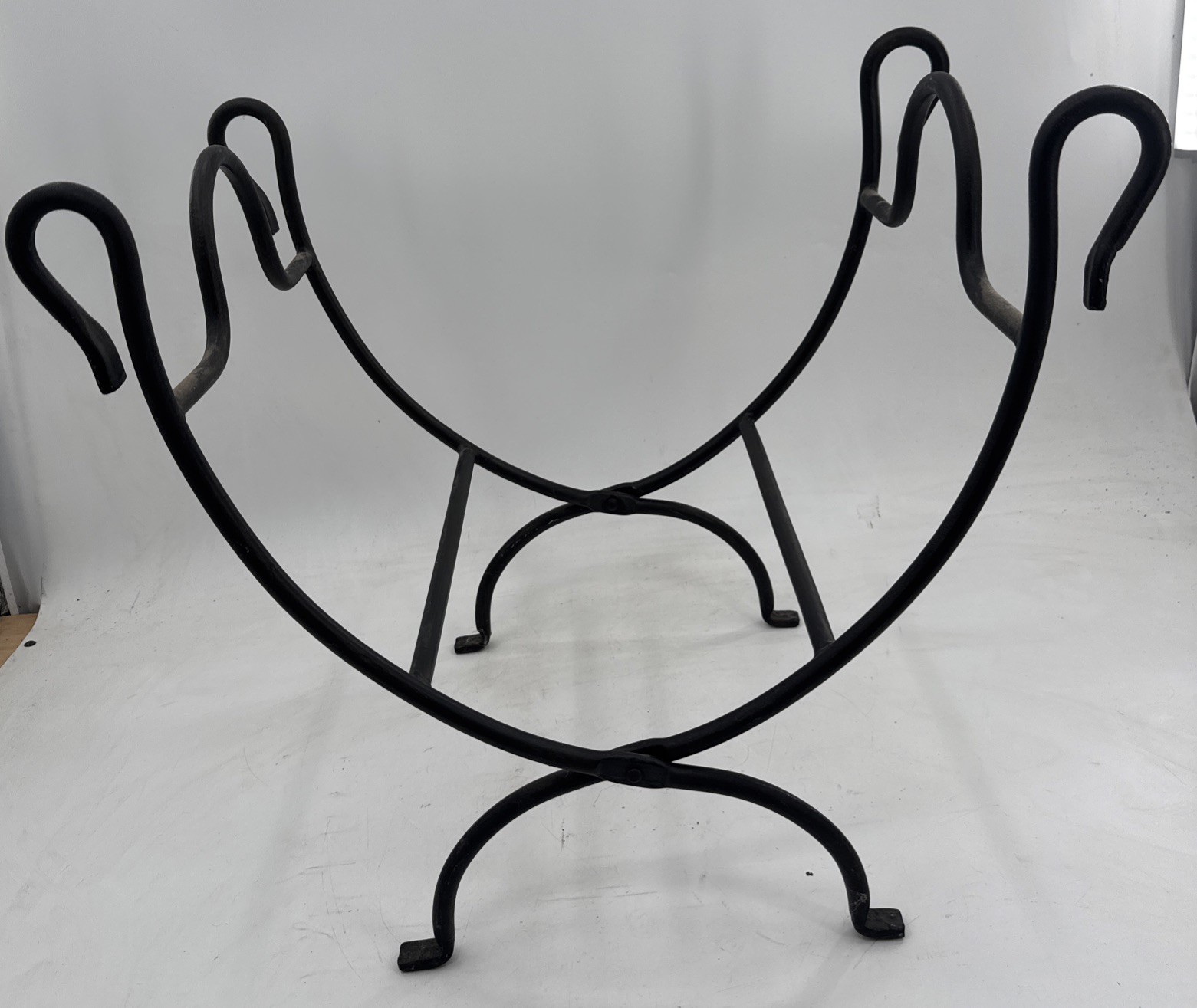 Vtg Firewood Log Carrier Rack Fireplace Wood Holder Suede Carrier Folding