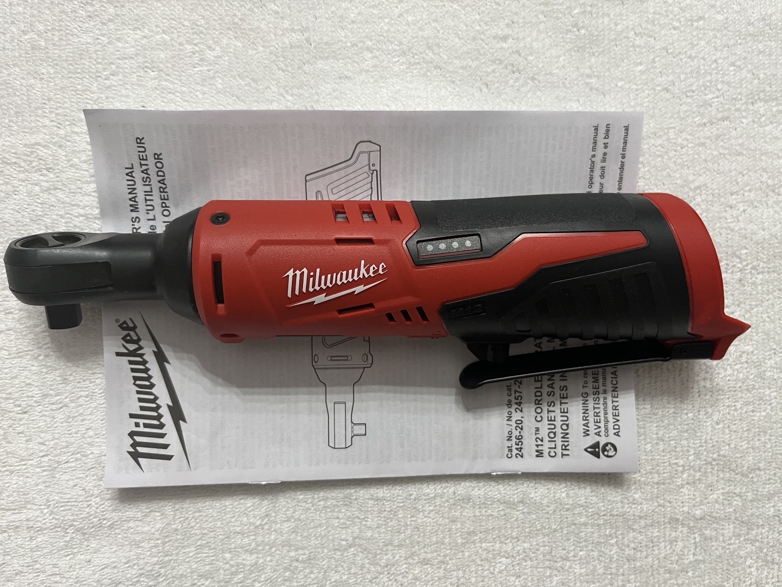 New Milwaukee 2457-20 M12 12V 12 Volt Li-ion 3/8” Cordless Ratchet