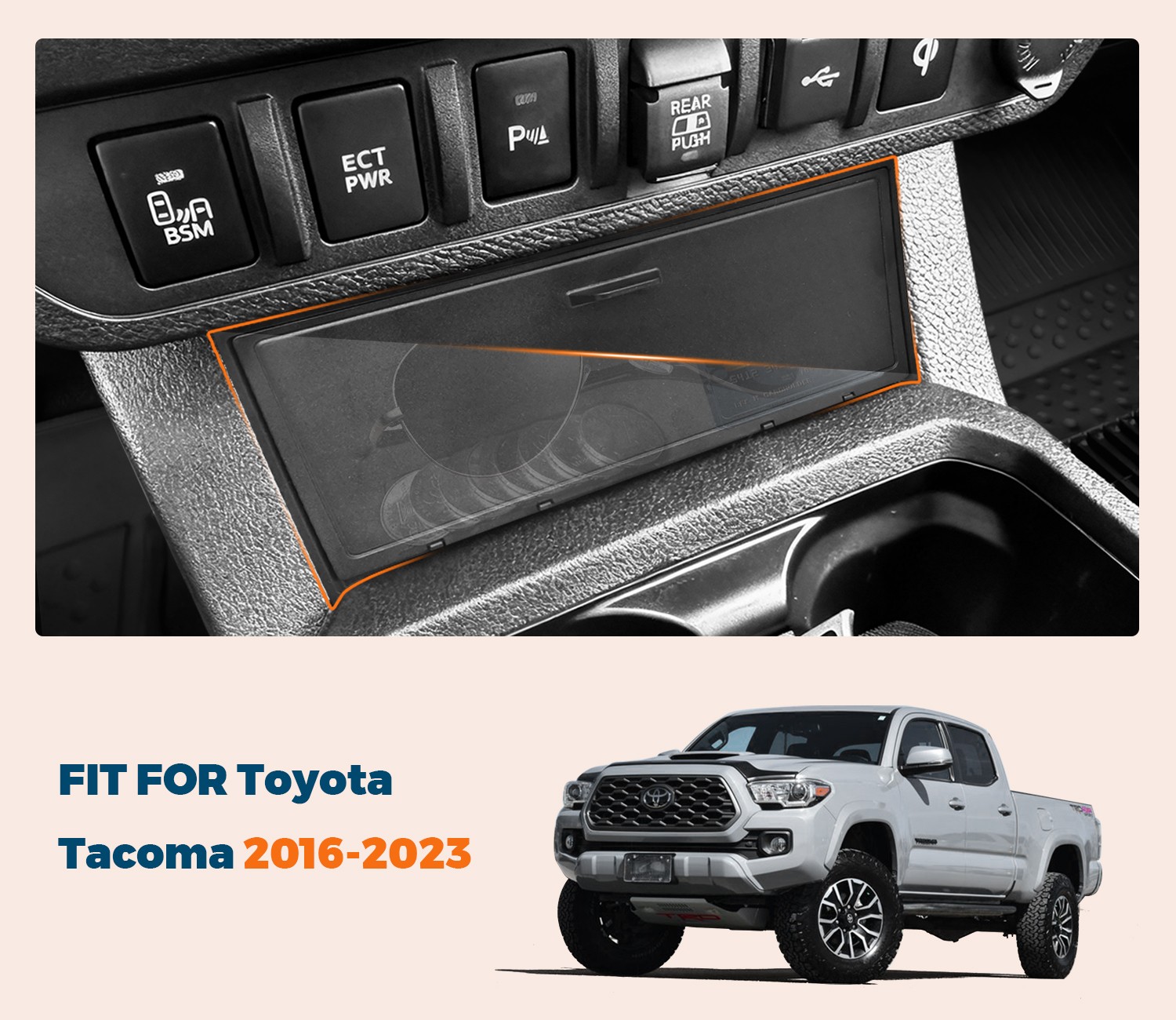 For Toyota Tacoma 2023-2016 Accessories Hidden Center Console Storage Cover Lid