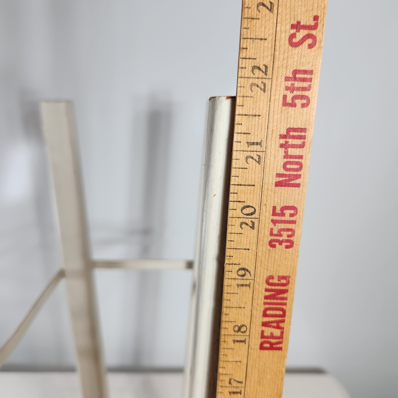 Rustic Chippy White Distressed Painted Wooden Tall Stool Seat Euro Farmhouse