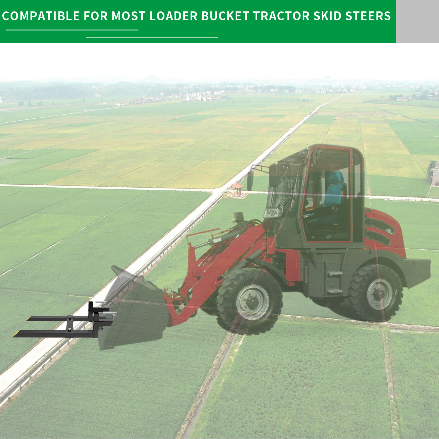 2000lb 4000lb Tractor Pallet Fork Bucket Clamp on Skid Steer Loader 43'' 60''