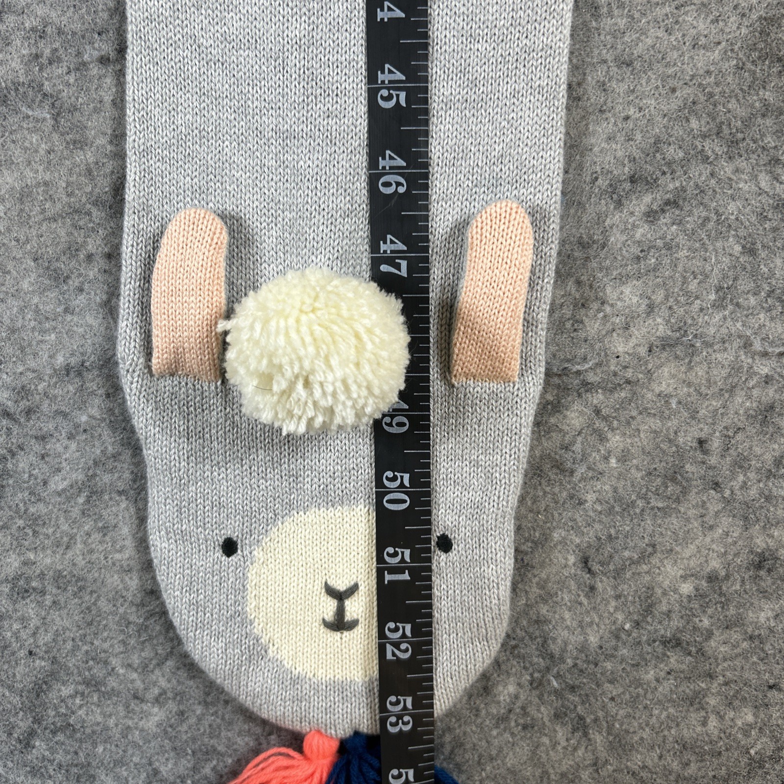 NWT Meri Meri Organic Cotton Scarf Gray Lama Bright Tassels Kids 3+ Fun Cozy