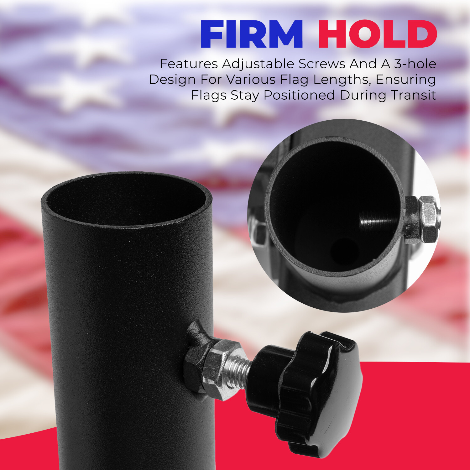 Stark USA Hitch Mount 3 Flag Pole Holder with 2-Inch Hitch Receiver, Flag Mount