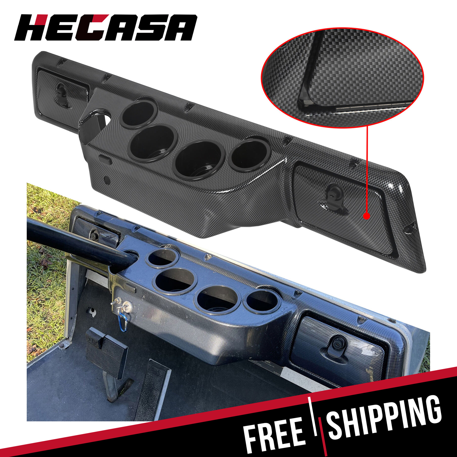 Fits 1982 and Up Club Car DS Golf Cart Carbon Style Dash Board Cover Assembly