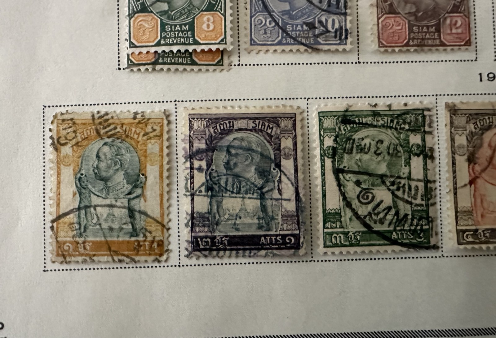 Siam (Thailand) Classic Stamps 1883–1920 Early Issues, Single Album Page 2 Sides