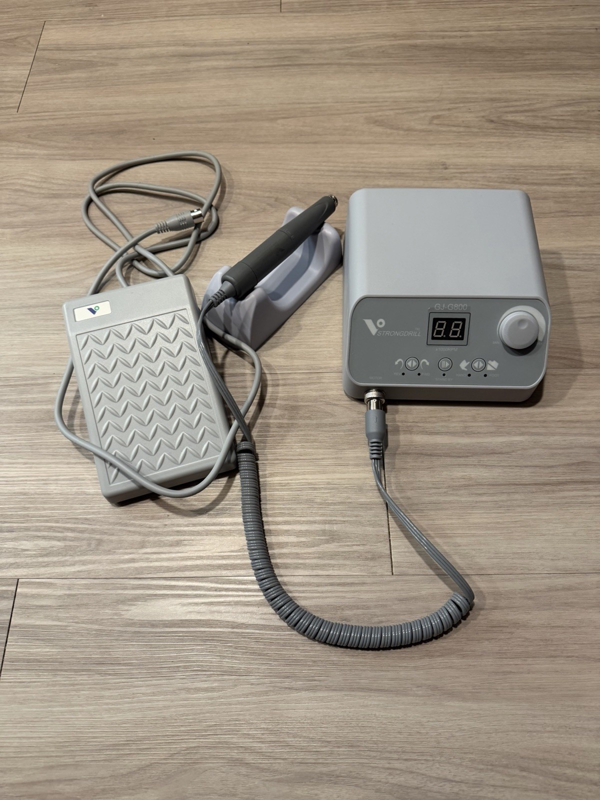 StrongDrill GJ-G800 Electric Nail Drill, Variable Speed, Foot Pedal, Handpiece