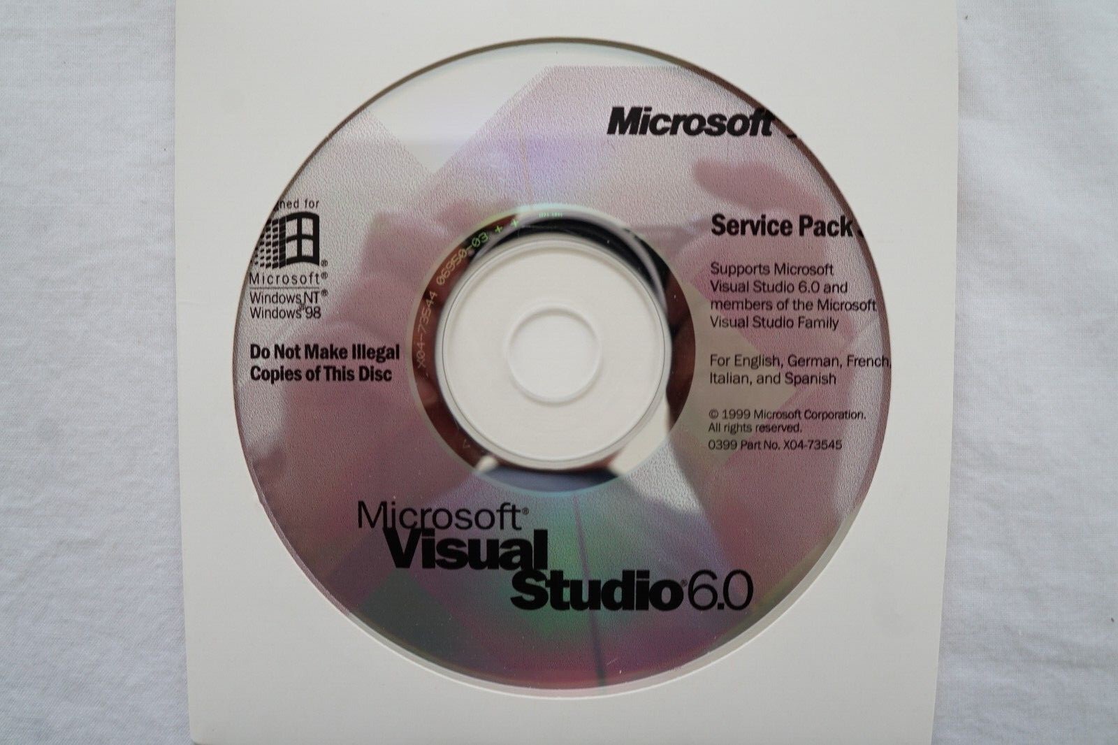 Microsoft Visual Studio 6.0 6 Enterprise Basic C++ FoxPro J++ SP Service Pack 5