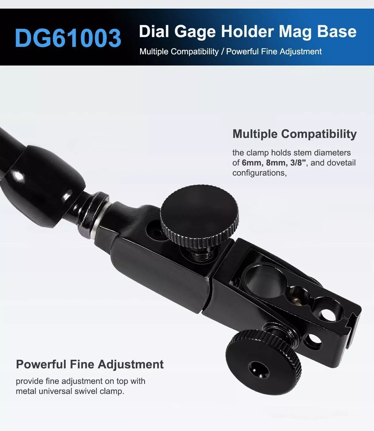 DG61003 For Noga Dial Gage Test Indicator Holder Magnetic Base 176lb Fine Adjust