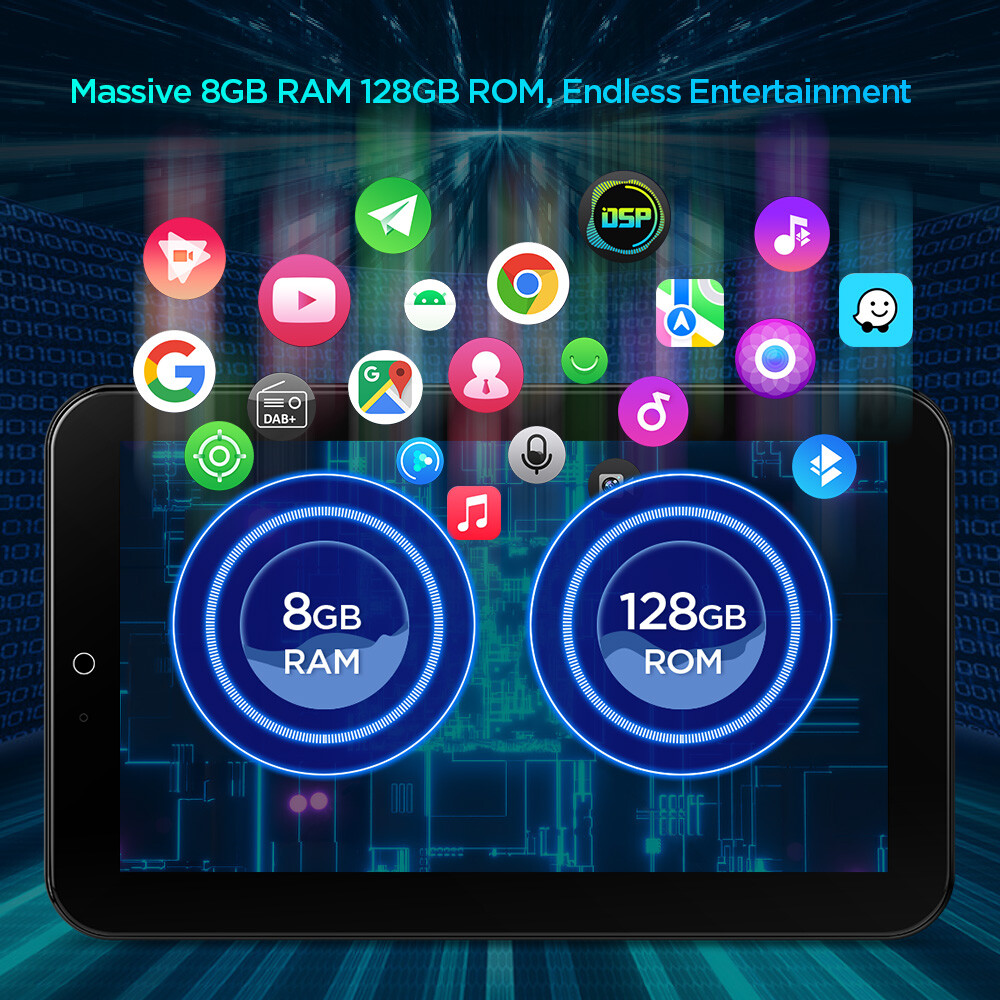 12.8" Rotatable Octa Core Android 14 Car Stereo Radio 2 DIN QLED 4G LTE 8+128GB