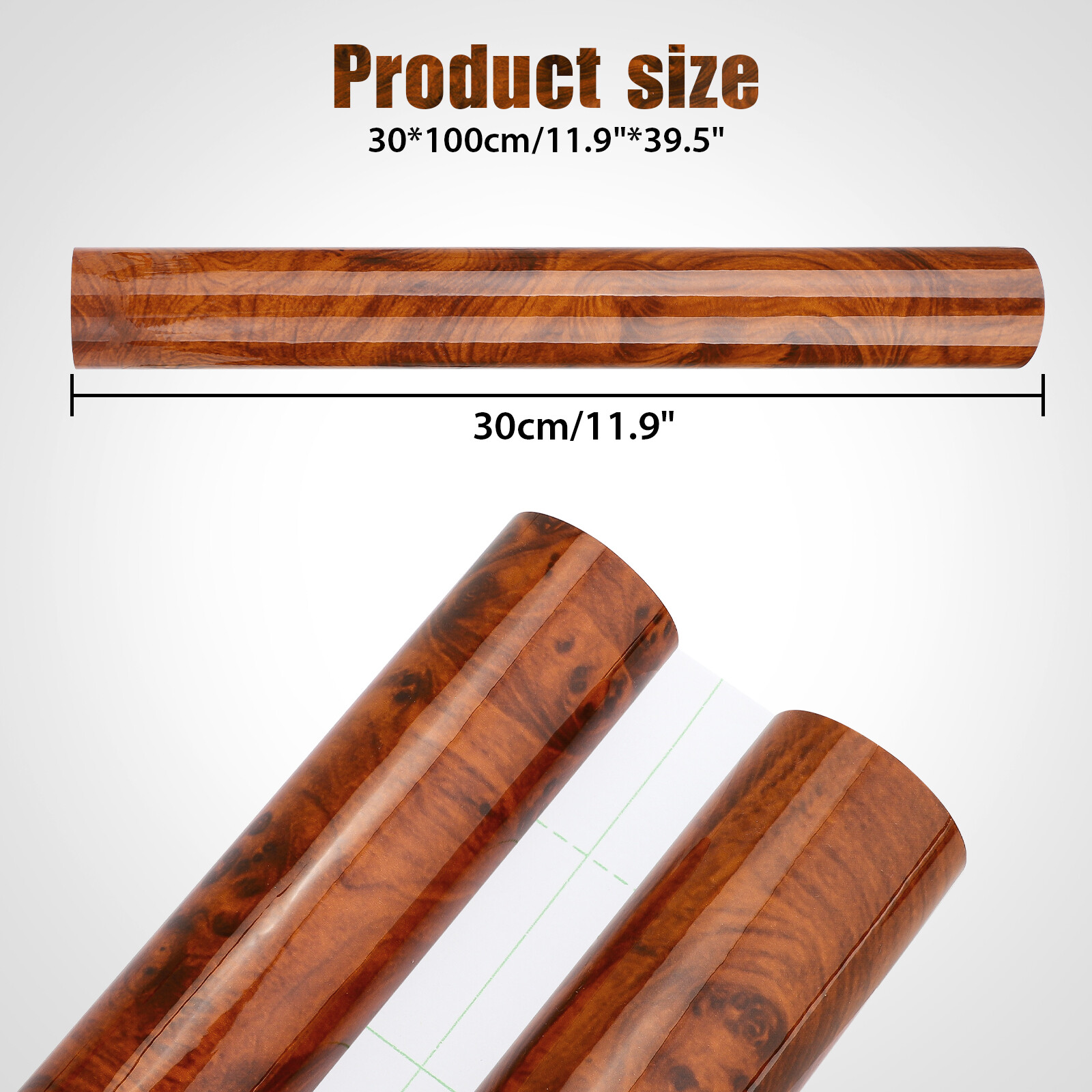 Car Interior Wood Grain Textured Glossy Vinyl Wrap Sticker DIY Decal Sheet Film