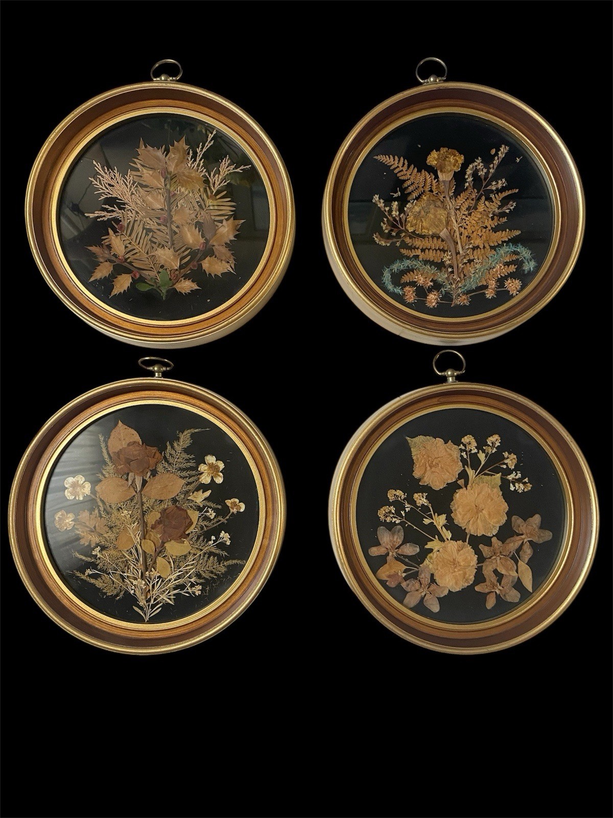 Set of 4 Framed Pressed Flower Art/Wall Decor