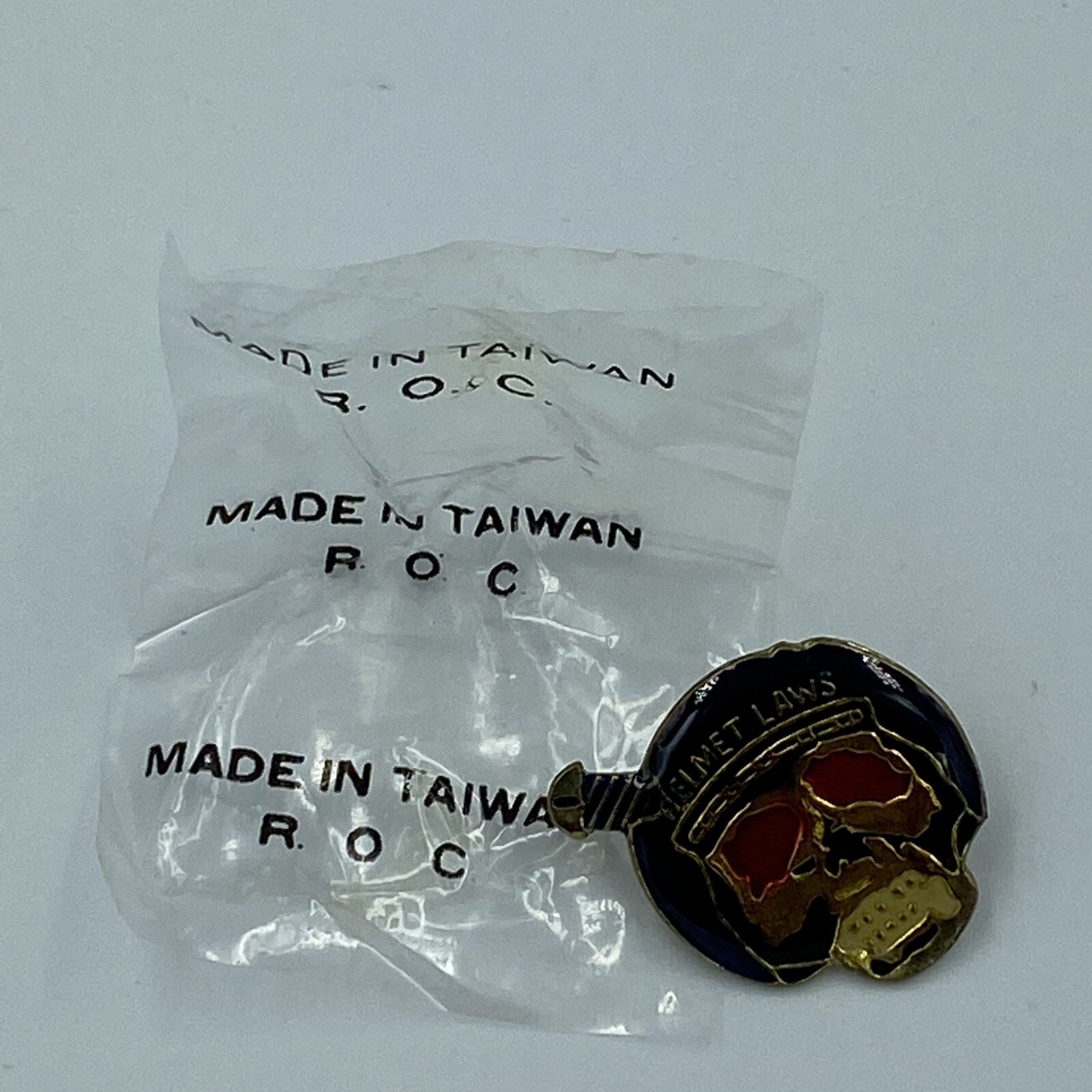 Vintage Screw Helmet Laws Enamel Pin Motorcycle