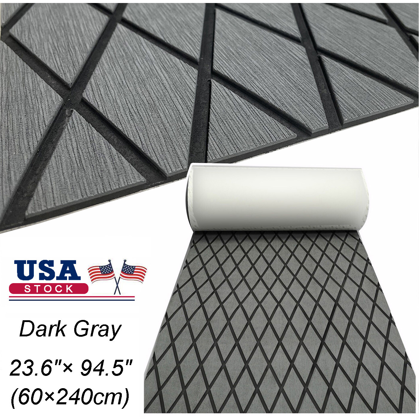 EVA Foam Boat Flooring Nonskid Marine Sea Decking Carpet , Dark Gray Diamond Mat