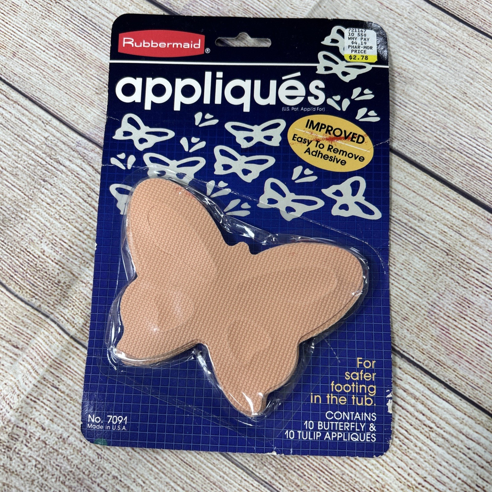 VINTAGE 1984 RUBBERMAID (PK. of 20) BATHTUB APPLIQUES Tulip & Butterfly Peach
