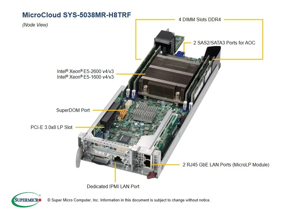 Supermicro X10SRD-F LGA 2011 E5-2600 V4 / E5-1600 V4 DDR4 for 5038MR-H8TRF