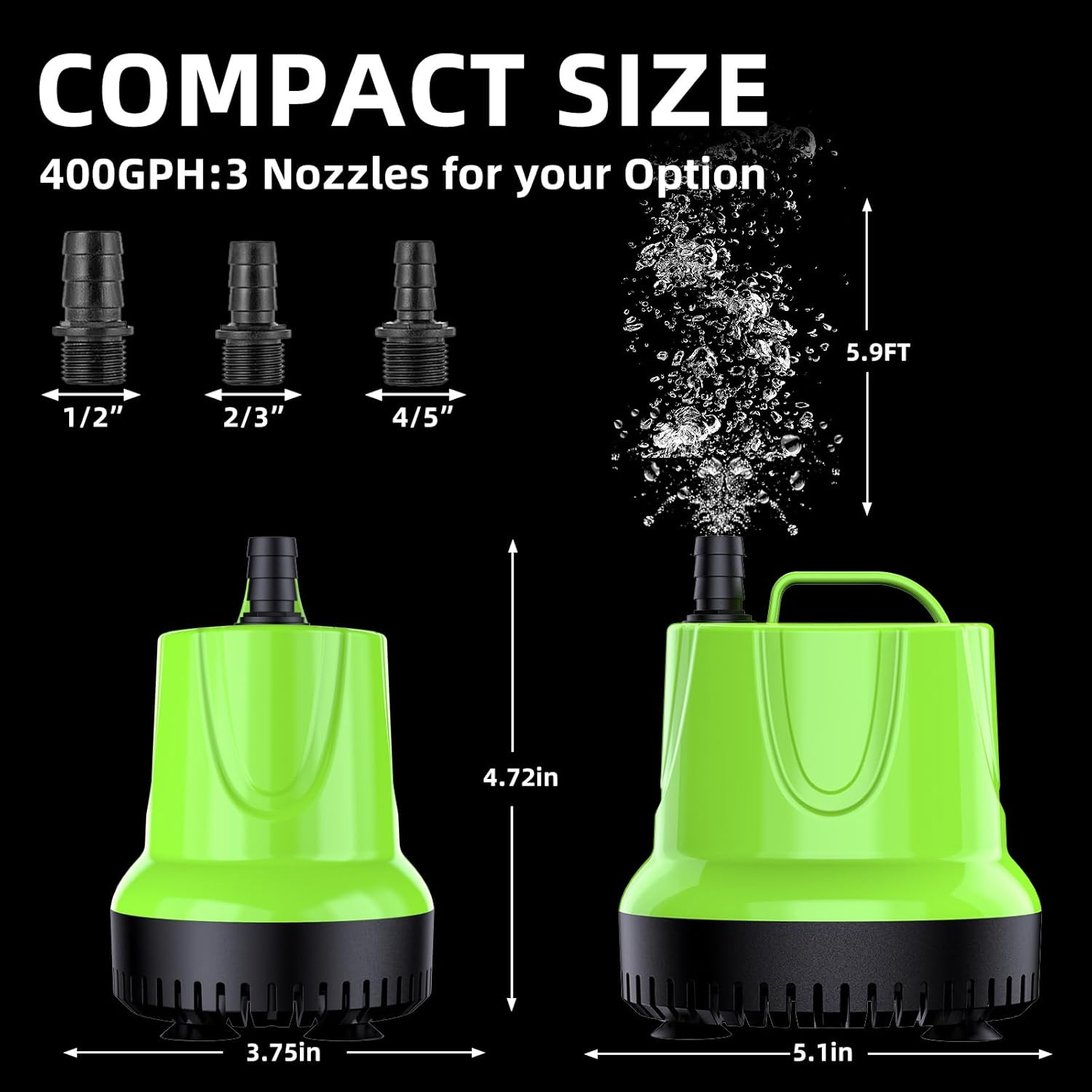 FREESEA Fountain Submersible Water Pump: 330 GPH 25W Small Sump Pump for Outdoor