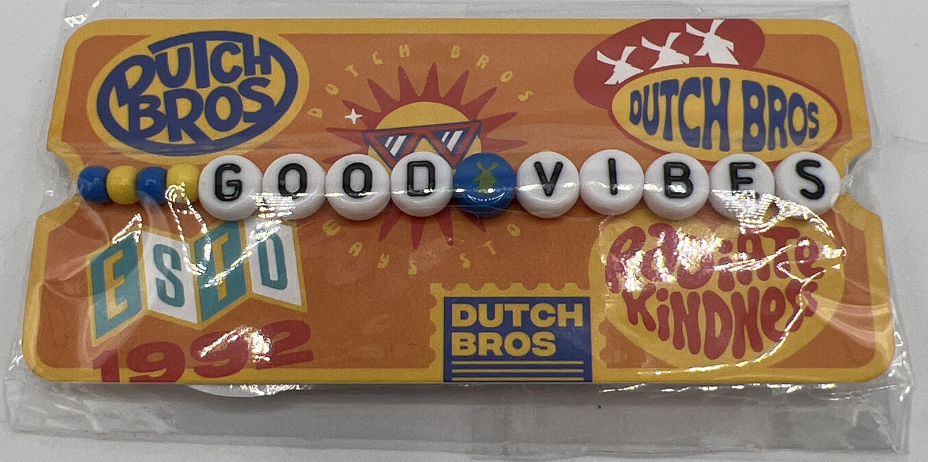 Dutch Bros Coffee "Good Vibes" Friendship Bracelet NEW