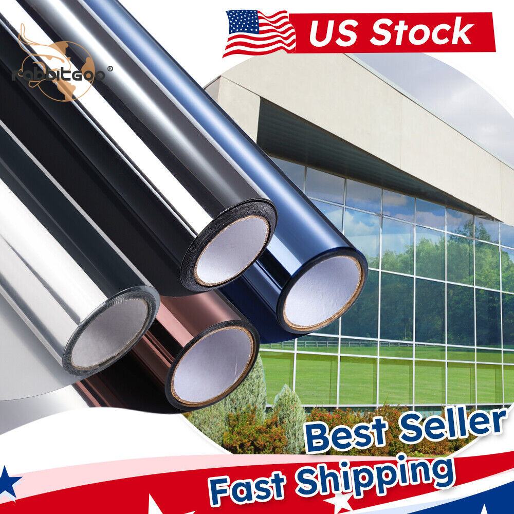 rabbitgoo One Way Mirror Window Film Tint Anti UV Reflective Glass Sticker Home