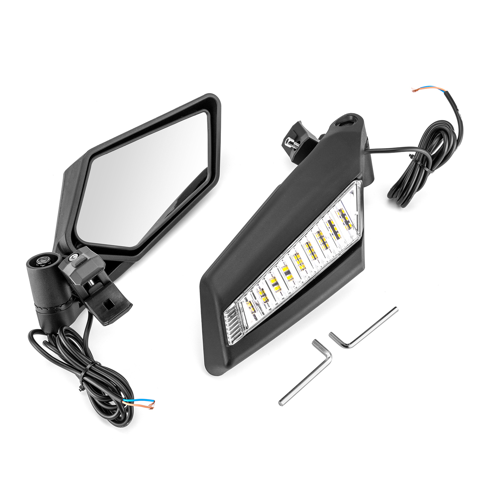 2020-2024 UTV Rear-View Side Mirrors W/LED Lights For Polaris RZR PRO R PRO XP