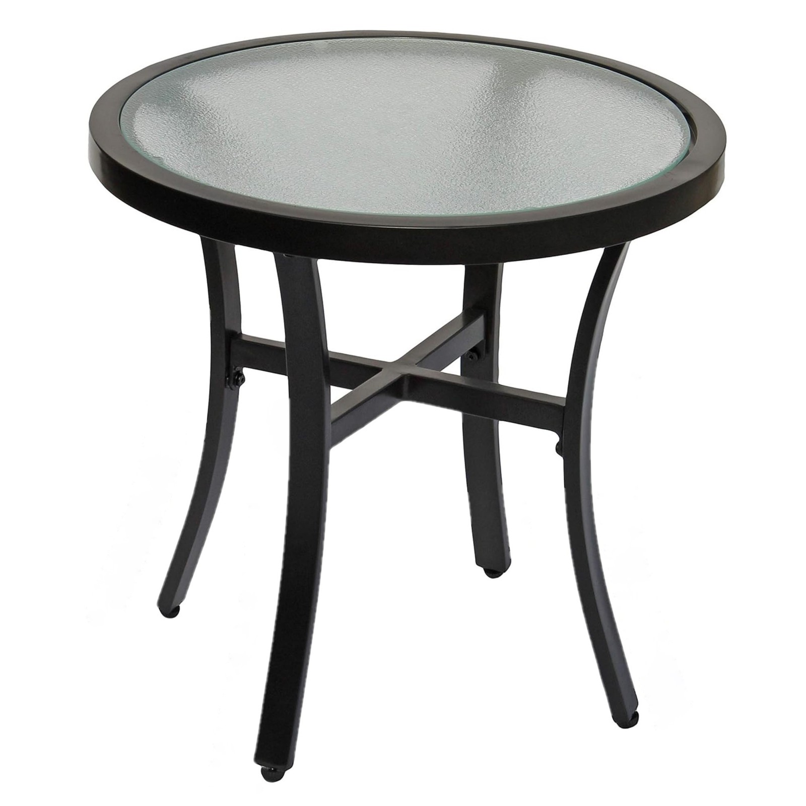 Garden Elements Round Aluminum Patio Accent Table, Mocha, 20"